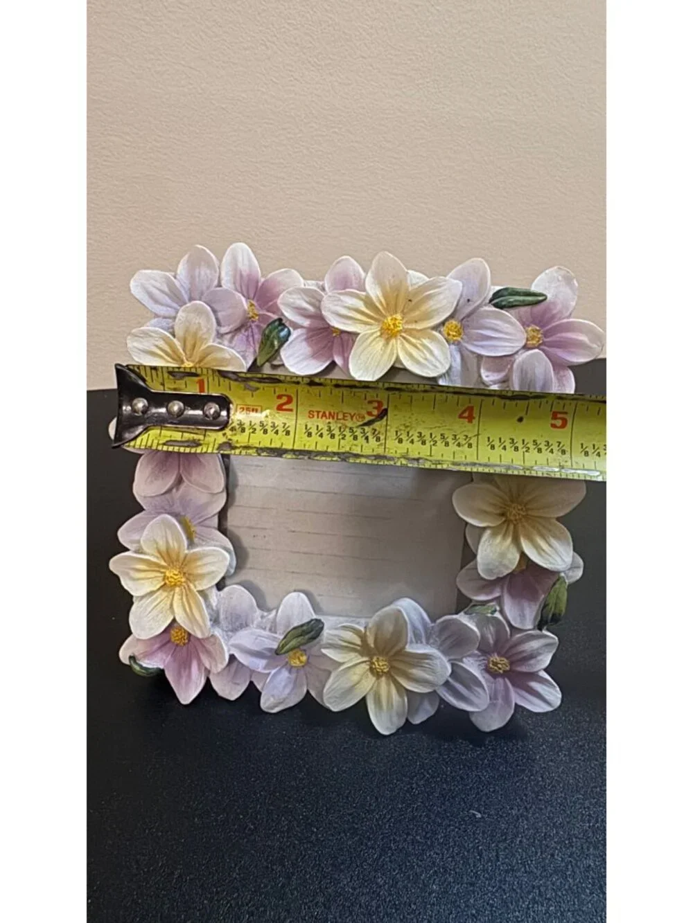 Beautiful pastel floral picture frame featuring dimensional spring flowers